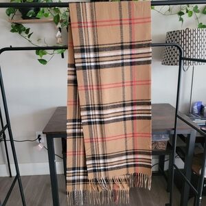 Plaid Tan and Black Scarf